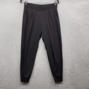 Athleta Womens Jogger Pants Black Elastic Waist Tapered Leg Pull On Size 6